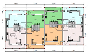 Планировка квартир в доме №2 на 1-м этаже